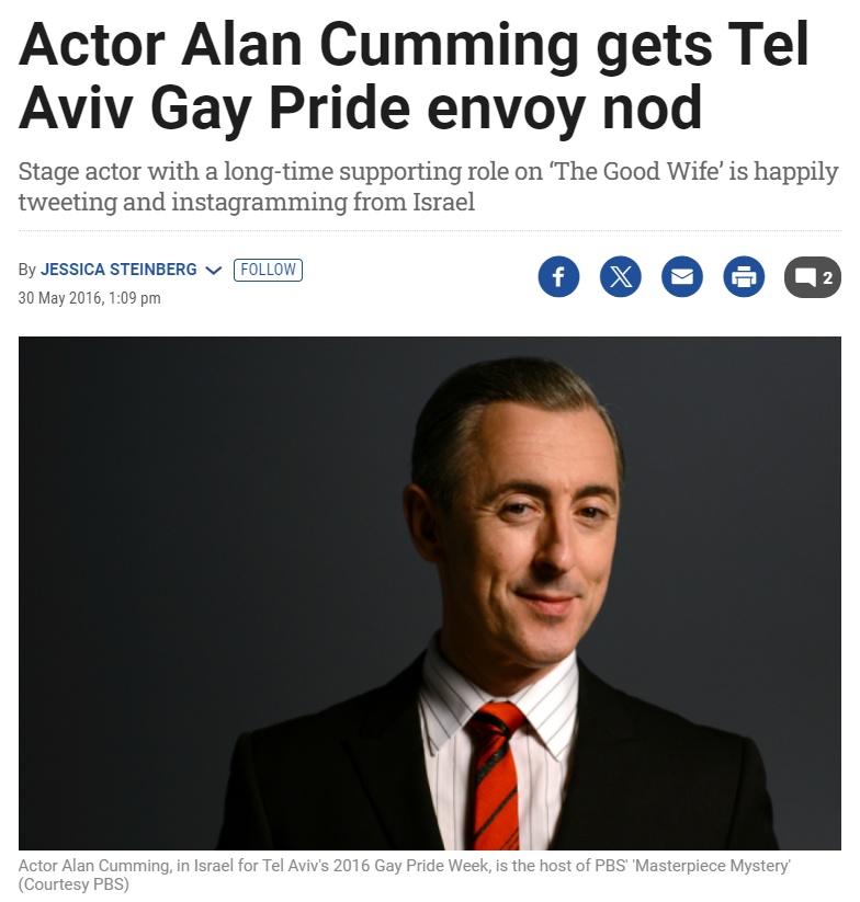 Actor Alan Cumming Gets Tel Aviv Gay Pride Envoy Nod