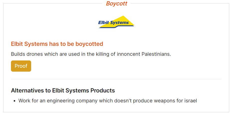 Boycott Elbit Systems