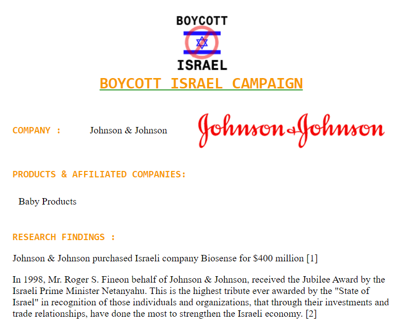 Boycott Johnson & Johnson