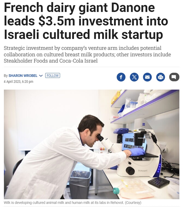 French Dairy Giant Danone Leads $3.5m Investment Into Israeli Cultured Milk Startup