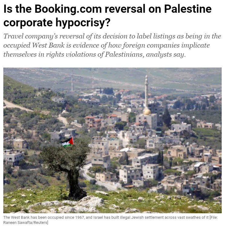 Is The Booking.com Reversal On Palestine Corporate Hypocrisy