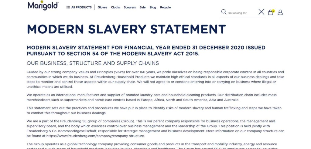 Marigold' Modern Slavery Statement