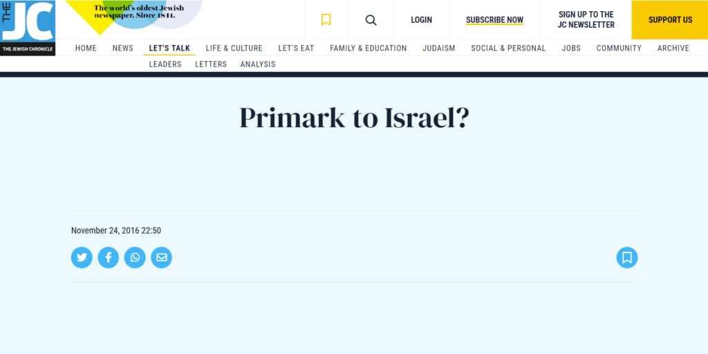 Primark To Israel