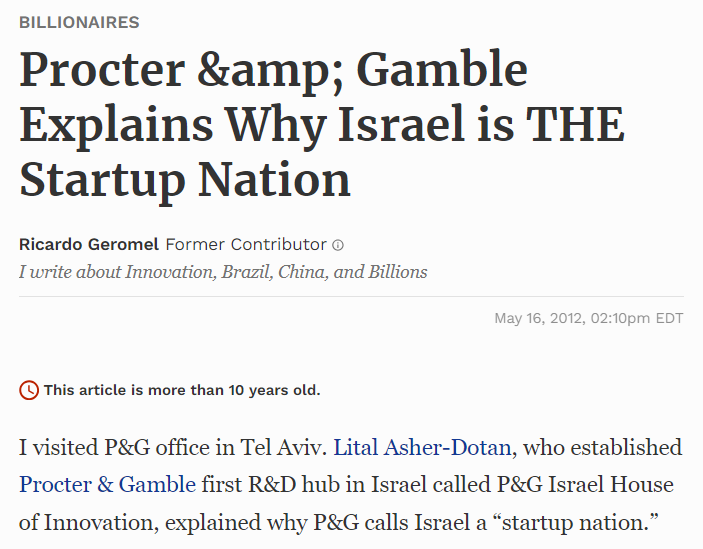 Procter & Gamble Explains Why Israel Is The Startup Nation