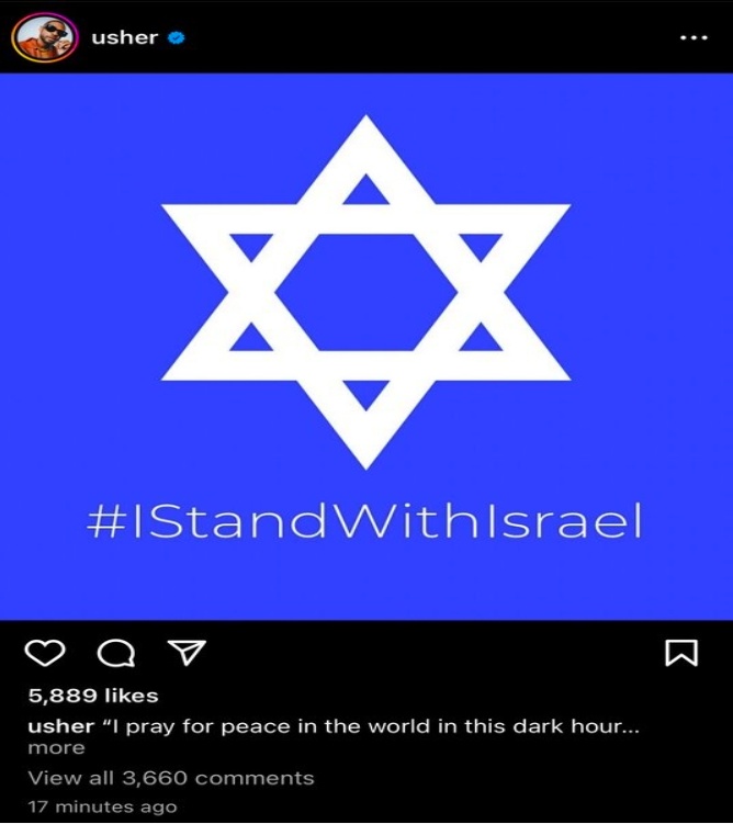 Usher's Initial Post With #istandwithisrael