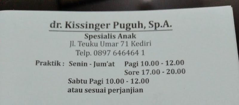 Dr. Kissinger Puguh, Sp.A. in Kota Kediri